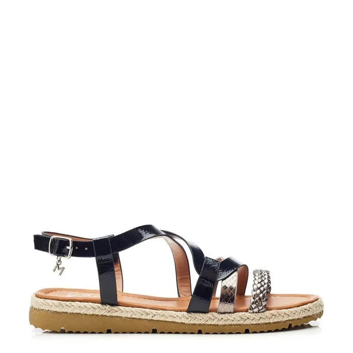 Women Moda In Pelle Flat Sandals Nanccey Black Porvair
