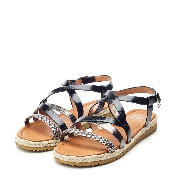 Women Moda In Pelle Flat Sandals Nanccey Black Porvair