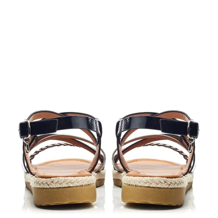 Women Moda In Pelle Flat Sandals Nanccey Black Porvair