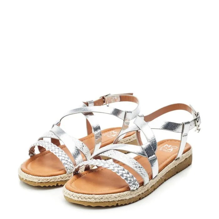 Women Moda In Pelle Flat Sandals Nanccey Silver Metallic Women Moda In Pelle Flat Sandals Nanccey Silver Metallic