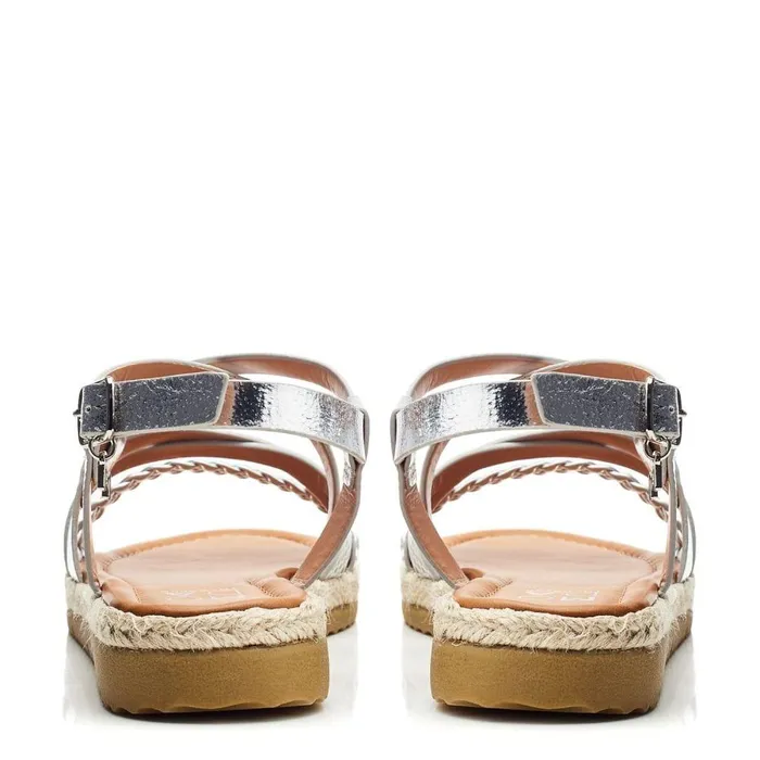 Women Moda In Pelle Flat Sandals Nanccey Silver Metallic Women Moda In Pelle Flat Sandals Nanccey Silver Metallic