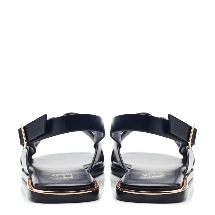 Women Moda In Pelle Flat Sandals Novva Black Porvair