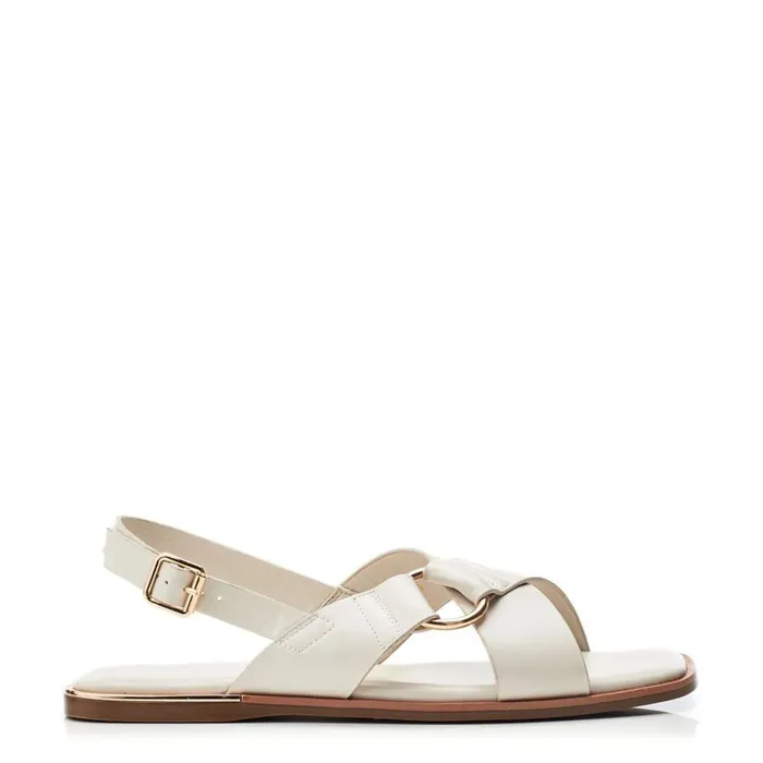 Women Moda In Pelle Flat Sandals Novva Off White Porvair