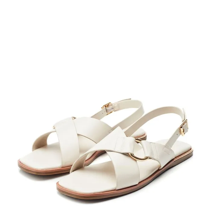 Women Moda In Pelle Flat Sandals Novva Off White Porvair