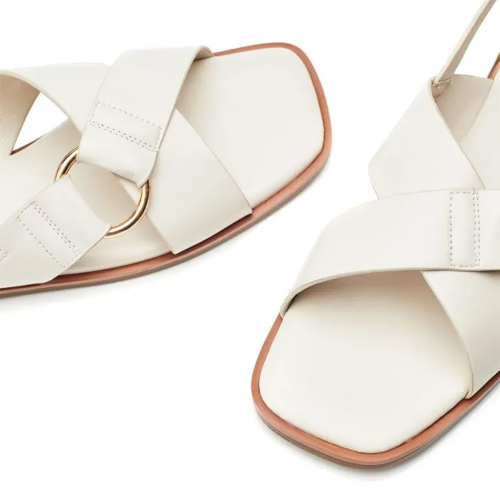 Women Moda In Pelle Flat Sandals Novva Off White Porvair