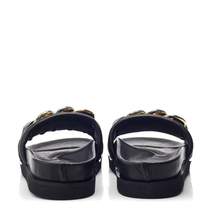 Women Moda In Pelle Flatform Sandals Bsoleful BChainer Black Leather