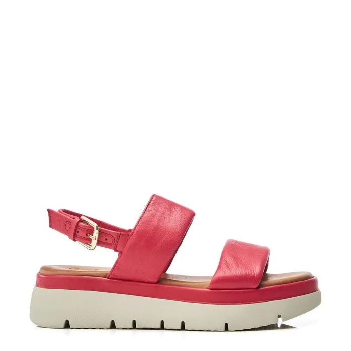 Women Moda In Pelle Flatform Sandals Netty Raspberry Leather
