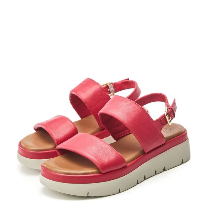 Women Moda In Pelle Flatform Sandals Netty Raspberry Leather
