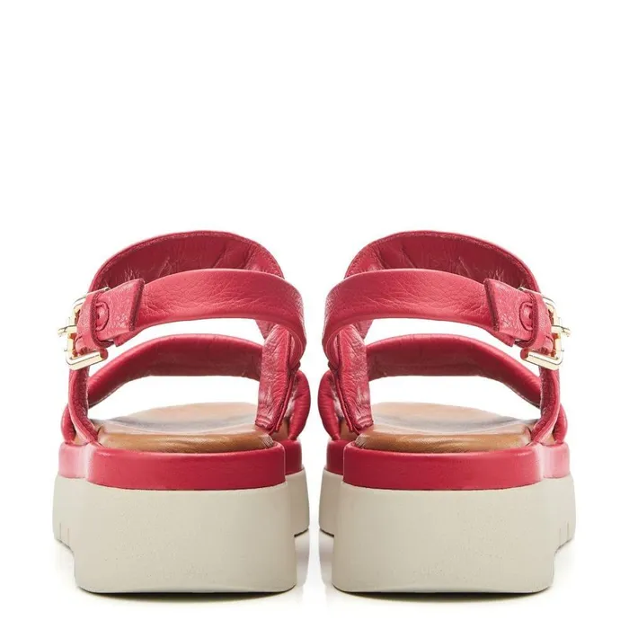 Women Moda In Pelle Flatform Sandals Netty Raspberry Leather