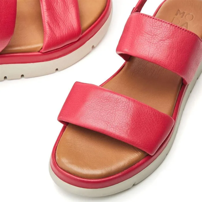 Women Moda In Pelle Flatform Sandals Netty Raspberry Leather