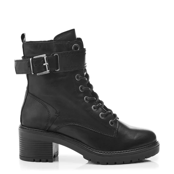 Women Moda In Pelle Heeled And Wedge Boots Beyza Black Leather