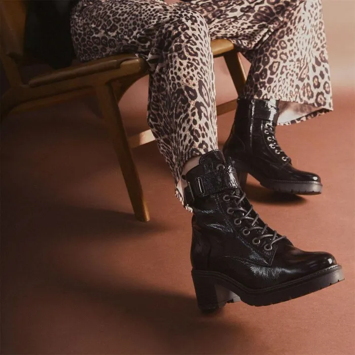 Women Moda In Pelle Heeled And Wedge Boots Beyza Black Leather