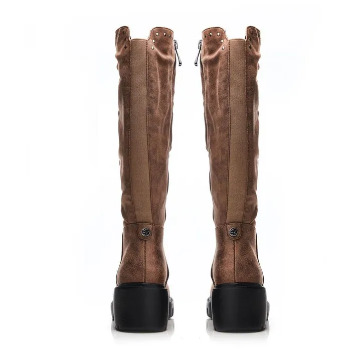 Women Moda In Pelle Heeled And Wedge Boots Halsey Khaki Protauras