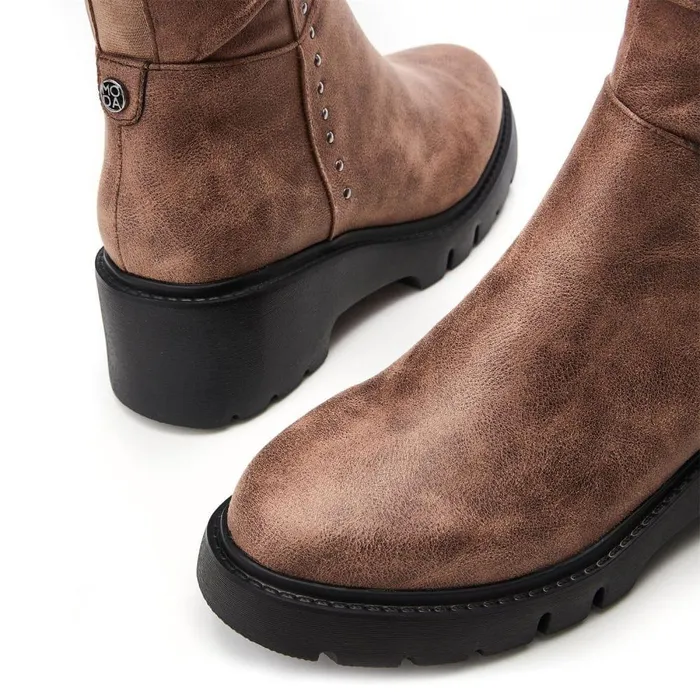 Women Moda In Pelle Heeled And Wedge Boots Halsey Khaki Protauras