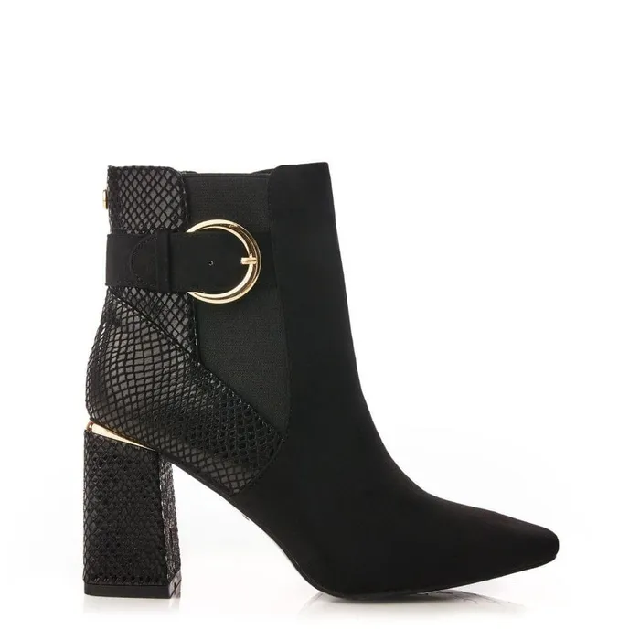 Women Moda In Pelle Heeled And Wedge Boots Kailee Black Patent