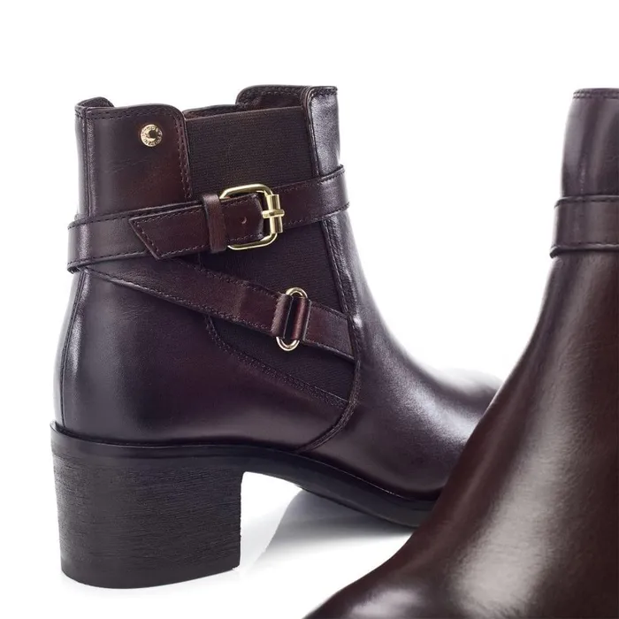 Women Moda In Pelle Heeled And Wedge Boots Libres Dark Brown Leather