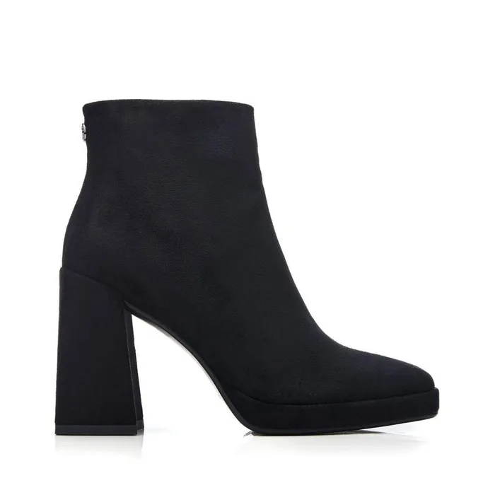 Women Moda In Pelle Heeled And Wedge Boots Marrienne Black Alcantara
