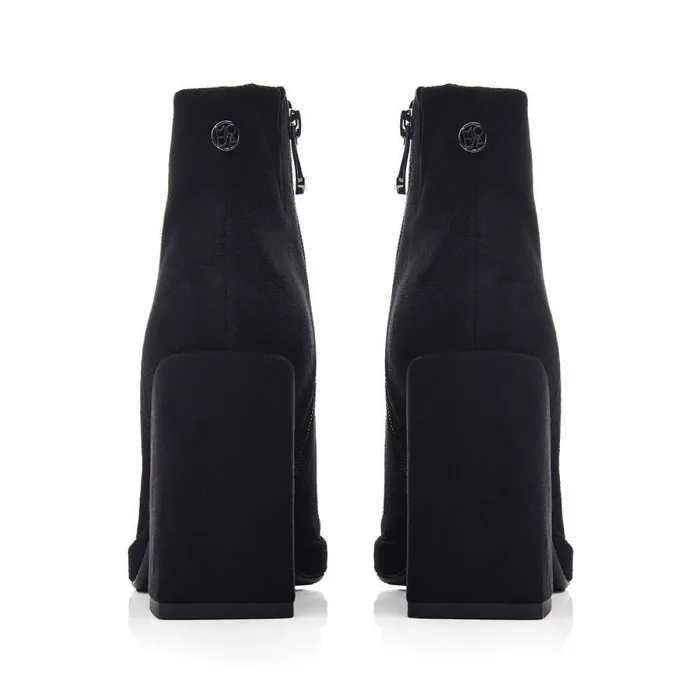 Women Moda In Pelle Heeled And Wedge Boots Marrienne Black Alcantara