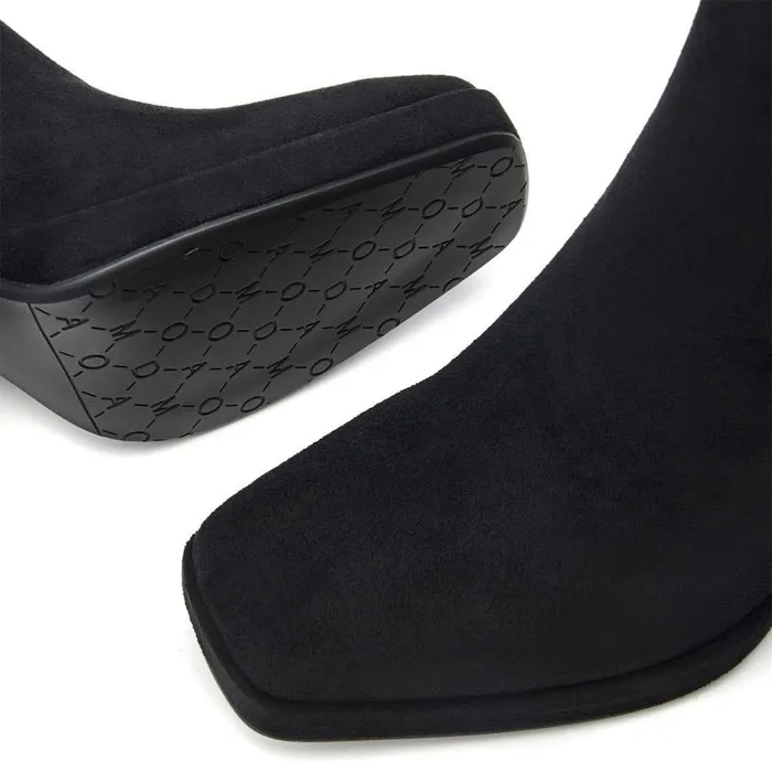 Women Moda In Pelle Heeled And Wedge Boots Marrienne Black Alcantara