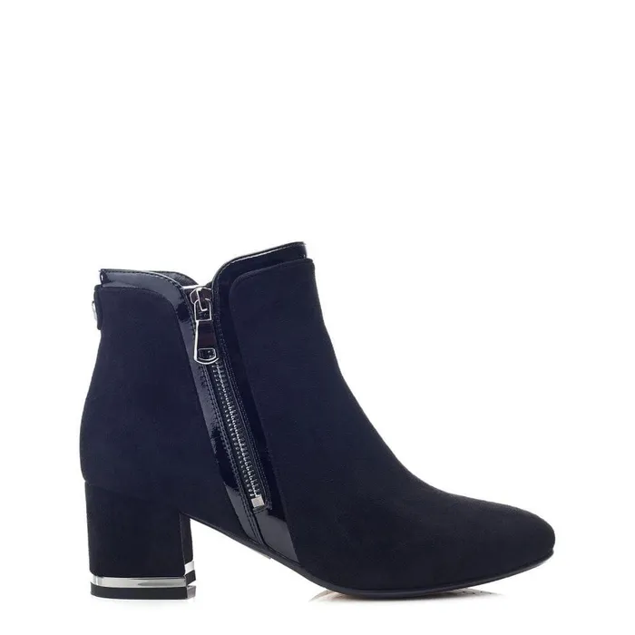 Women Moda In Pelle Heeled And Wedge Boots Peggi Black Alcantara