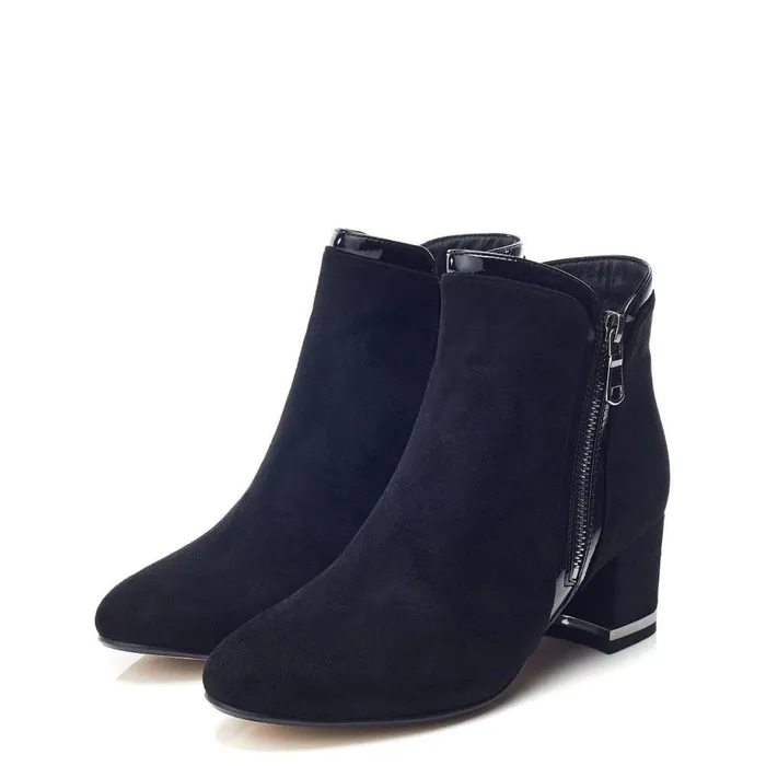 Women Moda In Pelle Heeled And Wedge Boots Peggi Black Alcantara
