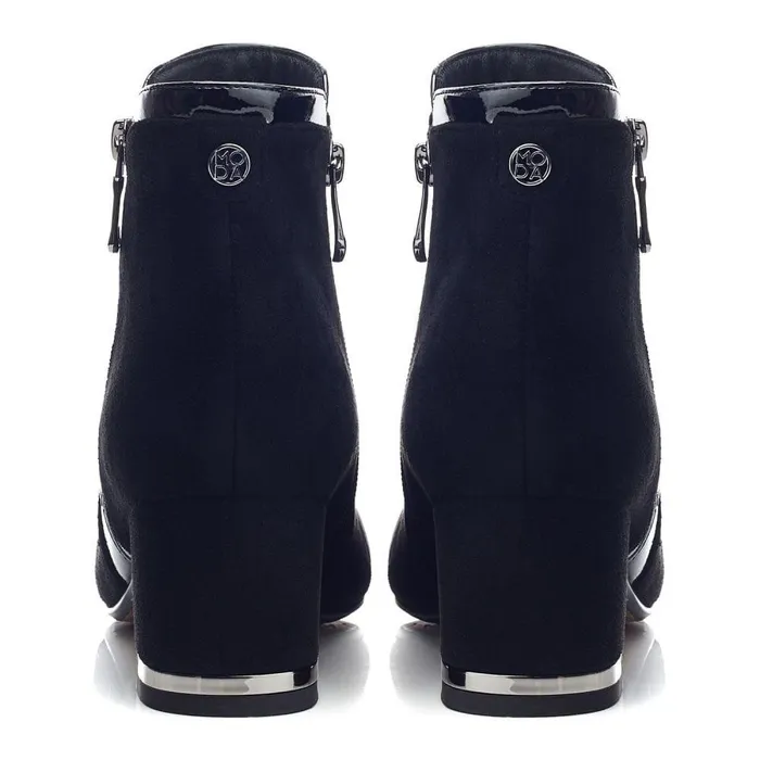 Women Moda In Pelle Heeled And Wedge Boots Peggi Black Alcantara