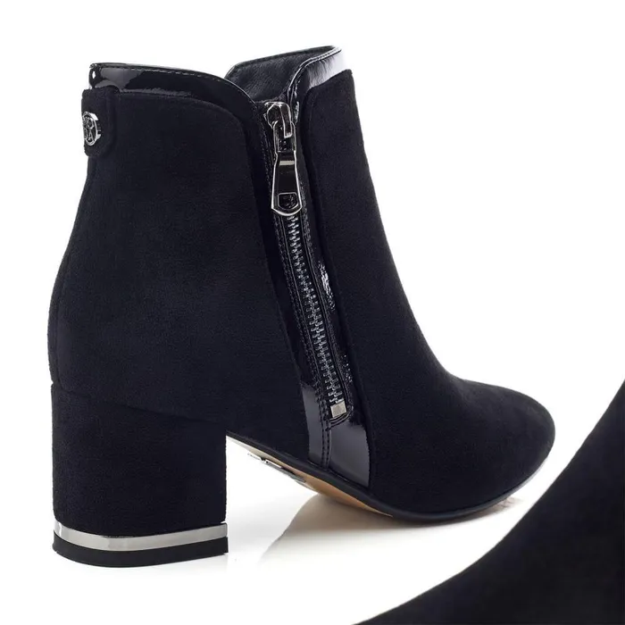 Women Moda In Pelle Heeled And Wedge Boots Peggi Black Alcantara