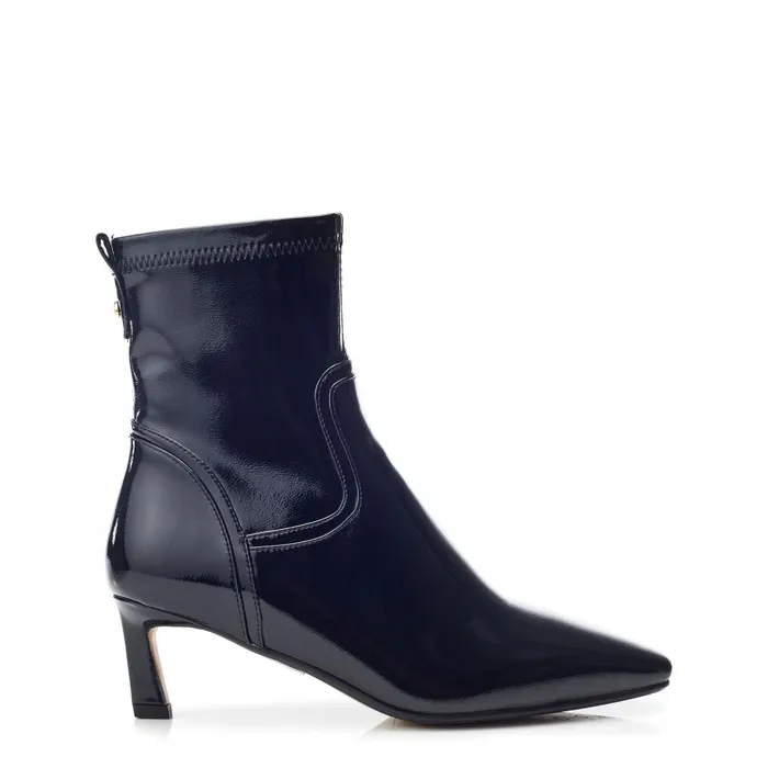 Women Moda In Pelle Heeled And Wedge Boots Petuniah Black Patent