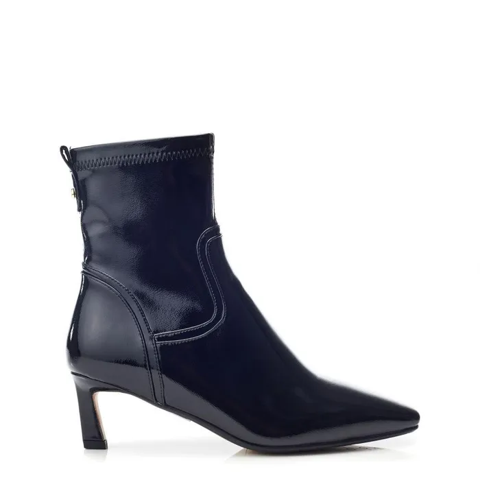 Women Moda In Pelle Heeled And Wedge Boots Petuniah Black Patent
