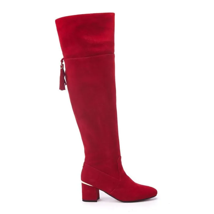 Women Moda In Pelle Heeled And Wedge Boots Retta Red Suede