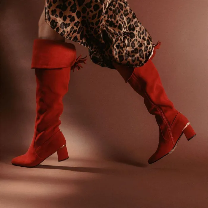 Women Moda In Pelle Heeled And Wedge Boots Retta Red Suede