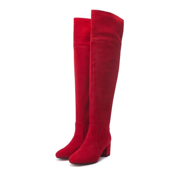 Women Moda In Pelle Heeled And Wedge Boots Retta Red Suede