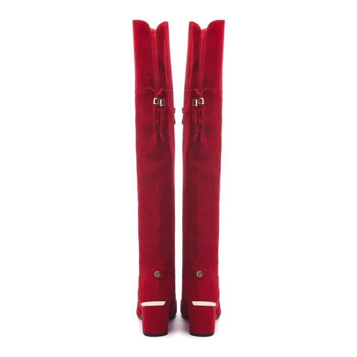 Women Moda In Pelle Heeled And Wedge Boots Retta Red Suede