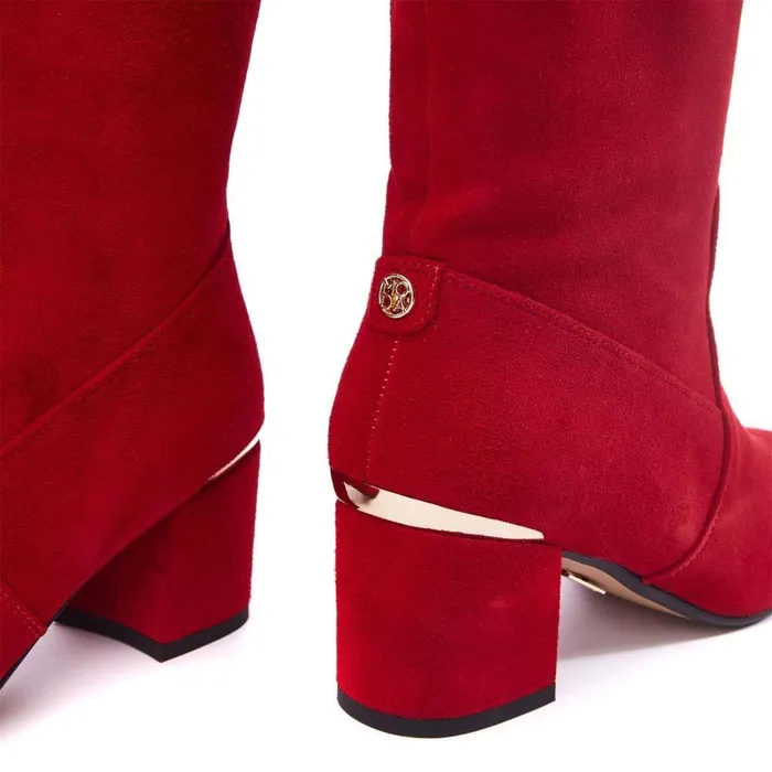 Women Moda In Pelle Heeled And Wedge Boots Retta Red Suede