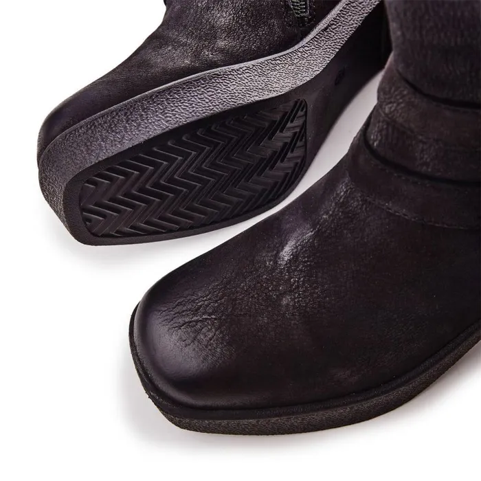 Women Moda In Pelle Heeled And Wedge Boots Shoon Sh Sagitta Black Nubuck