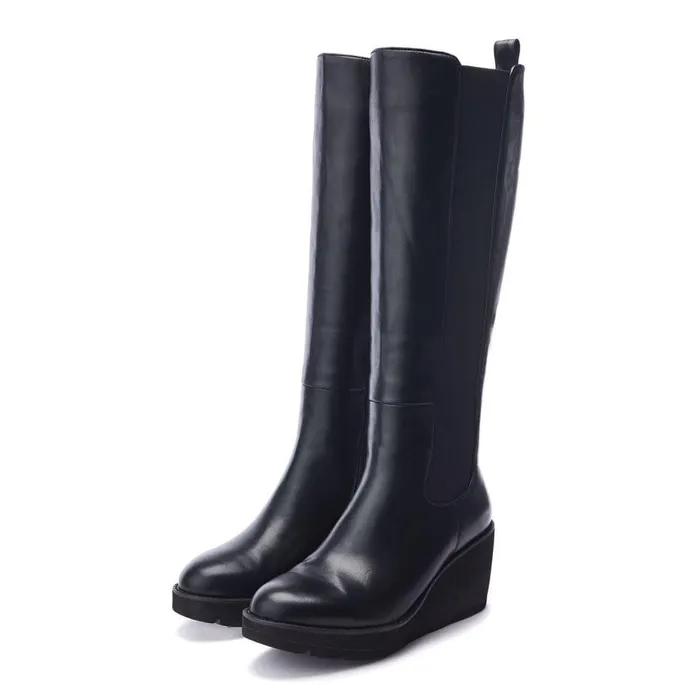 Women Moda In Pelle Heeled And Wedge Boots Sloanne Black Porvair