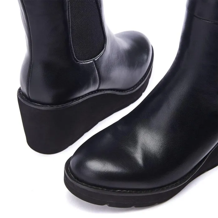 Women Moda In Pelle Heeled And Wedge Boots Sloanne Black Porvair