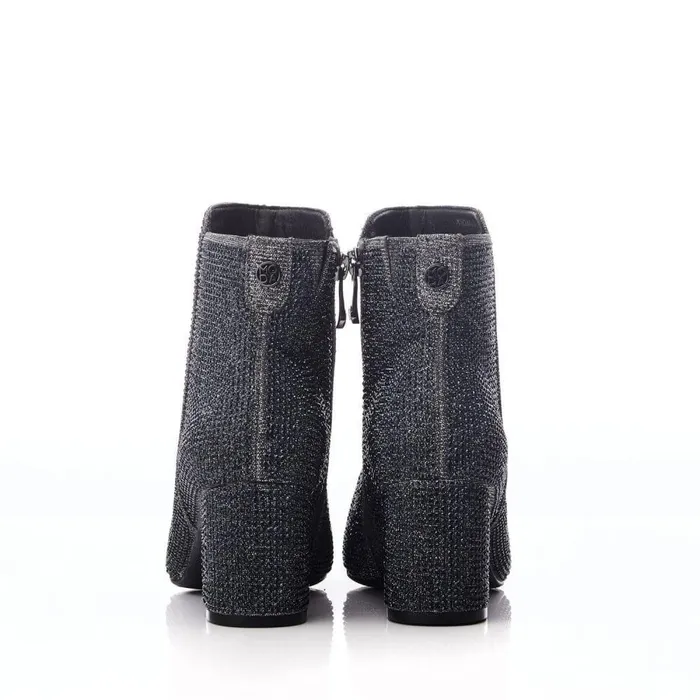 Women Moda In Pelle Heeled And Wedge Boots Xiomara Pewter Textile