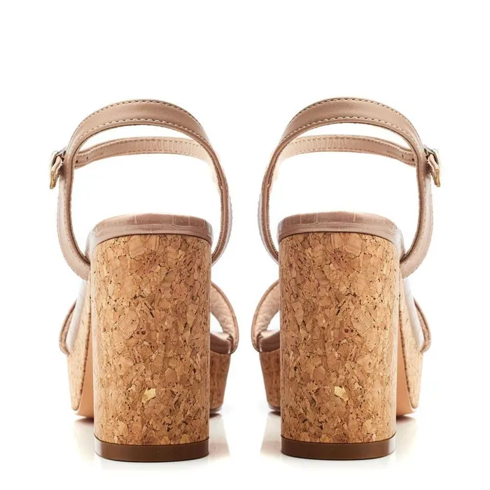Women Moda In Pelle Heeled Sandals Lysha Taupe Patent Mocc Croc