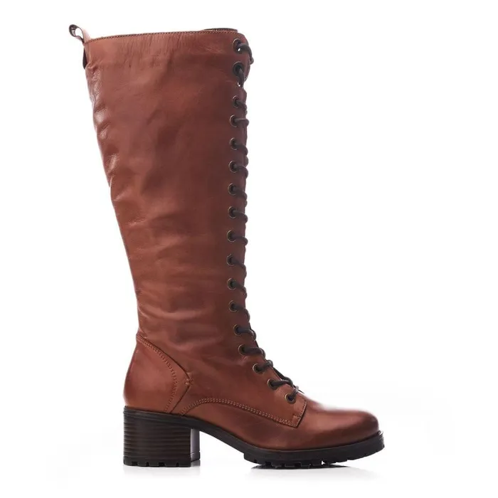 Women Moda In Pelle Knee High Boots Halina Tan Leather