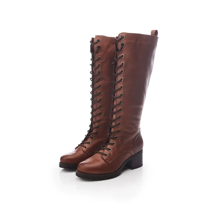 Women Moda In Pelle Knee High Boots Halina Tan Leather