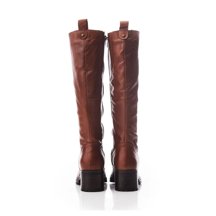 Women Moda In Pelle Knee High Boots Halina Tan Leather