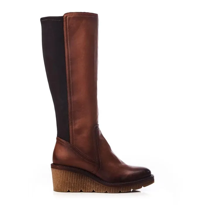 Women Moda In Pelle Knee High Boots Harpette Tan Leather