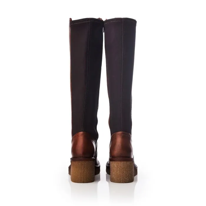 Women Moda In Pelle Knee High Boots Harpette Tan Leather