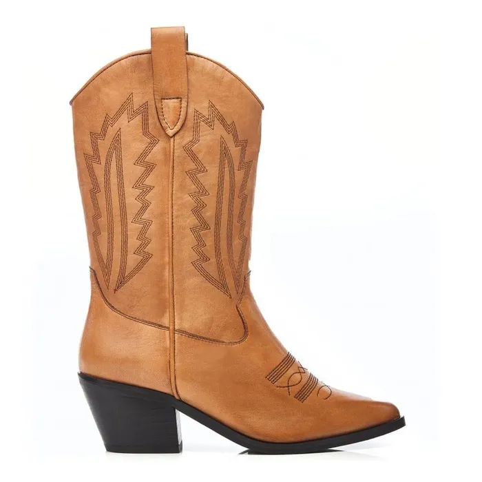 Women Moda In Pelle Knee High Boots Heston Tan Leather