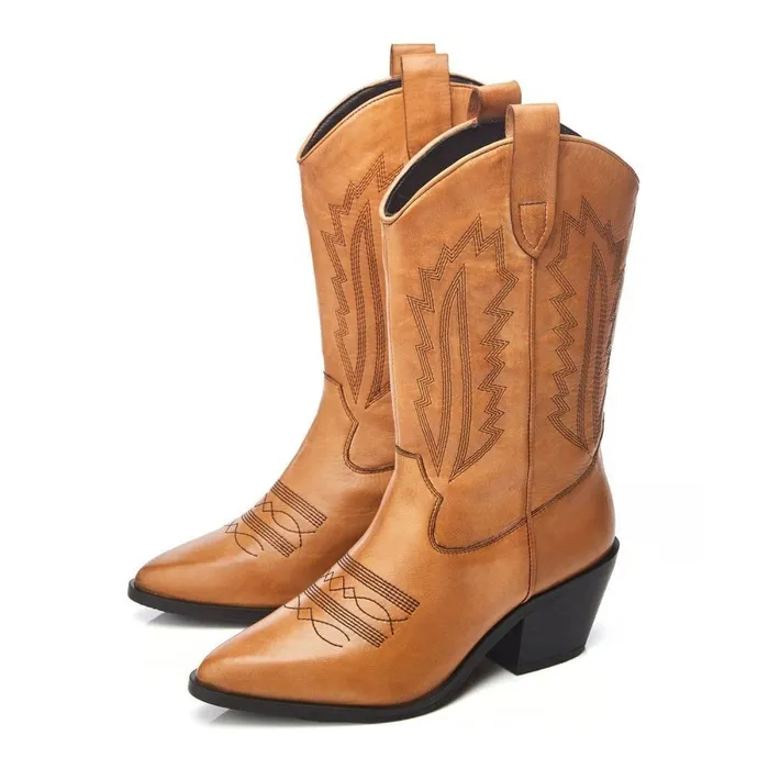 Women Moda In Pelle Knee High Boots Heston Tan Leather