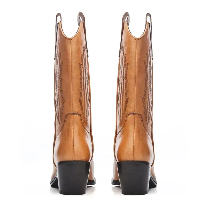Women Moda In Pelle Knee High Boots Heston Tan Leather