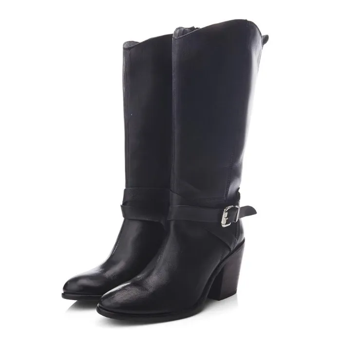 Women Moda In Pelle Knee High Boots Serana Black Leather