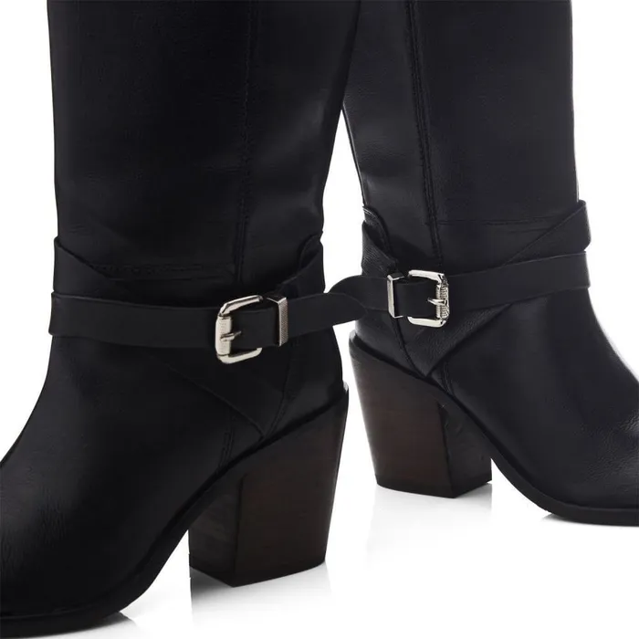 Women Moda In Pelle Knee High Boots Serana Black Leather