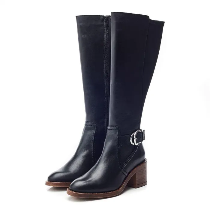 Women Moda In Pelle Knee High Boots Silvie Black Leather
